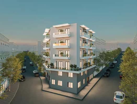 Toà nhà lúc chiều muộn
