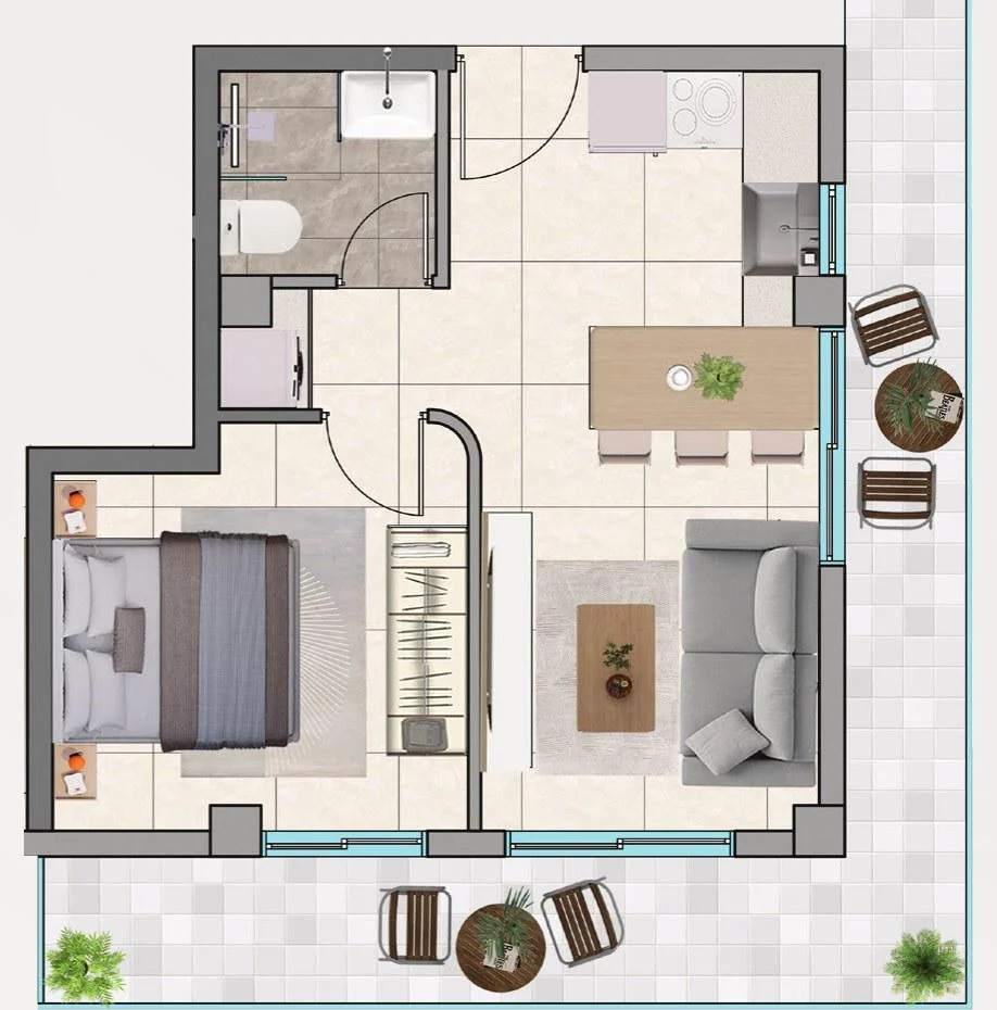 Căn B3 - một phòng ngủ, ban công 16 m2 - Orange Park NIK505