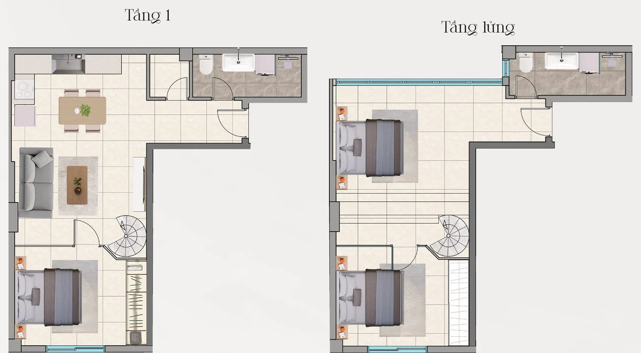 Căn I1 - ba phòng ngủ, có tầng lửng - Orange Park NIK505