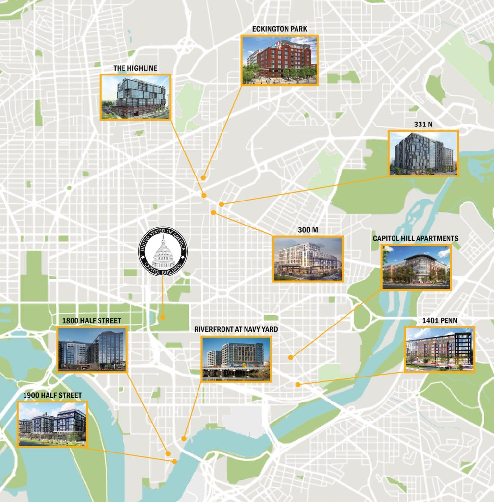 Bản đồ các dự án chung cư ở DC của EB5 Capital - Đối tác của VNIS Investment